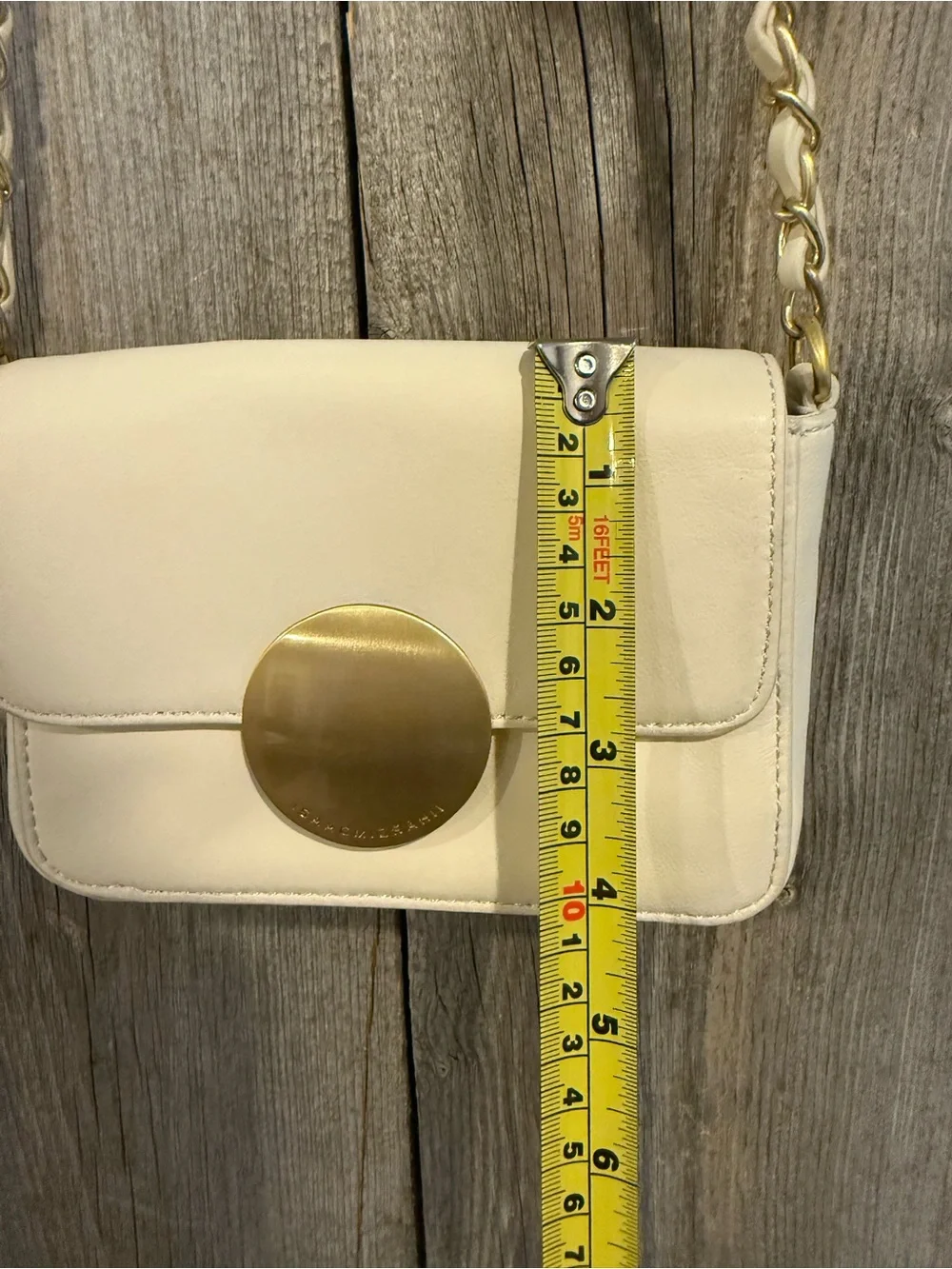 Isaac Mizrahi Cream Crossbody Bag with Gold Accent - Shoulder Purse-Small - Picture 8 of 11